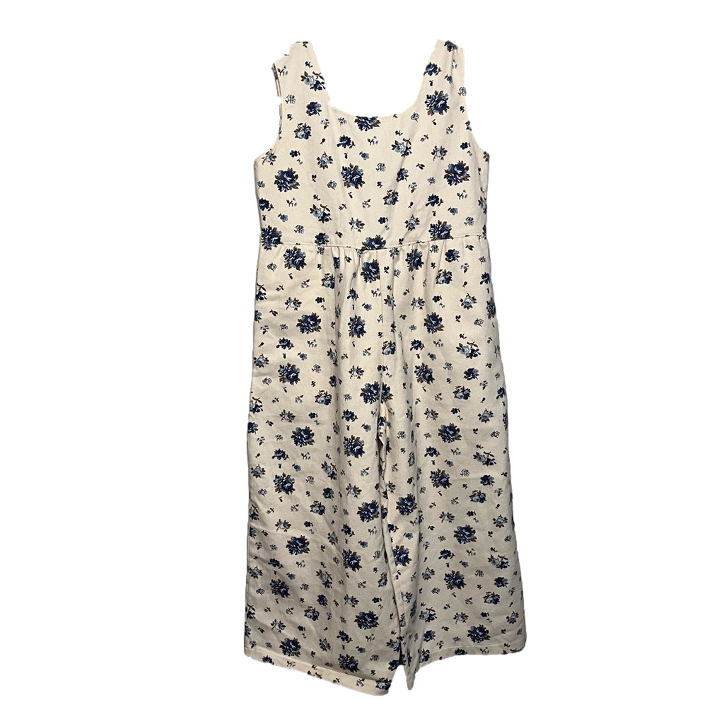 Handmade Floral Sleeveless Wide Leg Cropped Jumpsuit Small